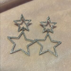 Silver Star Dangle Earrings